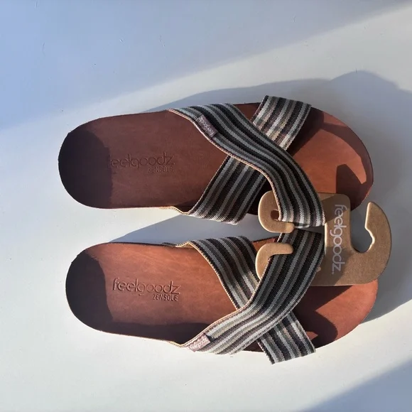 Feelgoodz Zensole Size 9 Cross-Over Leather Sandals - NWT - Picture 5 of 10